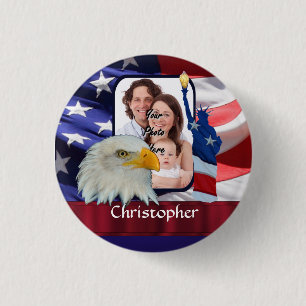 Badge Rond 2,50 Cm Modèle photo d'icônes patriotique américaine