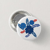 Badge Rond 2,50 Cm Modèle vectoriel simple de fleurs bleues (Devant & derrière)