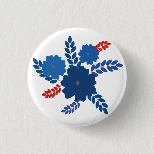 Badge Rond 2,50 Cm Modèle vectoriel simple de fleurs bleues (Devant)