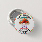 Badge Rond 2,50 Cm Modern Cute Circus Carnival 1st Birthday (Devant & derrière)
