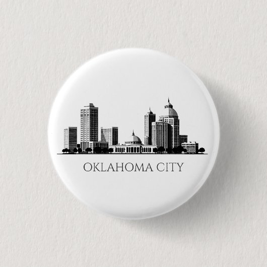 Badge Rond 2,50 Cm Modern Oklahoma City Stylized Skyline (Devant)