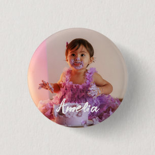 Badge Rond 2,50 Cm Moderne Anniversaire De Photo Personnalisée Cool