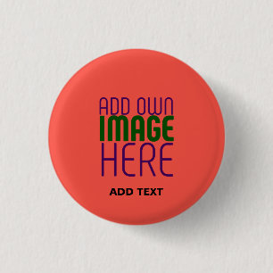 BADGE ROND 2,50 CM MODERNE ÉDITABLE ROUGE ORANGE MODÈLE TEXTE D'IMAGE