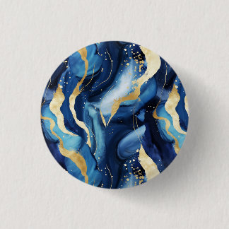 Badge Rond 2,50 Cm Moderne élégant marbre bleu marine marbre motif ch