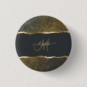 Badge Rond 2,50 Cm Moderne Élégant Monogramme au Touché d'Or