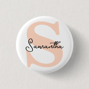 Badge Rond 2,50 Cm Moderne Elégant Personnalisé Monogramme rose initi