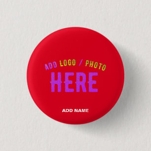 BADGE ROND 2,50 CM MODERNE MODERNE PERSONNALISABLE ROUGE VÉRIFIÉ