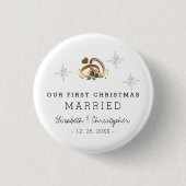 Badge Rond 2,50 Cm Moderne Notre premier Noël Mardi (Devant)