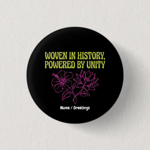 Badge Rond 2,50 Cm Mois du patrimoine AAPI Tissée Unité Florale Histo