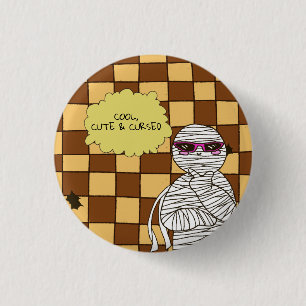 Badge Rond 2,50 Cm Momie d'Halloween qui a l'air effrayant mais migno