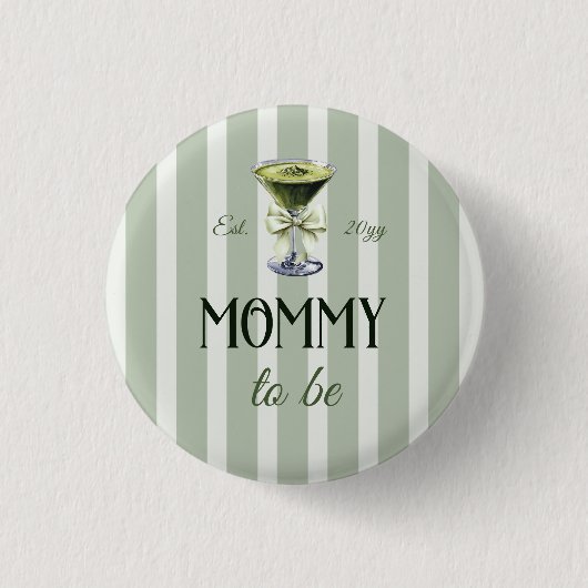 Badge Rond 2,50 Cm Mommies et Baby shower Matcha Olive Green Bow (Devant)