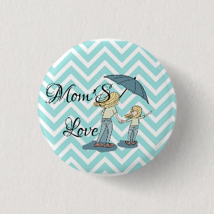 Badge Rond 2,50 Cm Moms love cité turquoise vert maman et fille