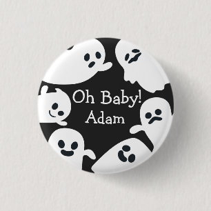 Badge Rond 2,50 Cm Mon bébé ! Baby shower d'automne d'Halloween noir 