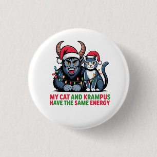 Badge Rond 2,50 Cm Mon chat et Krampus ont la même énergie drôle