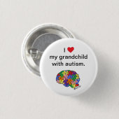 Badge Rond 2,50 Cm "Mon petit-enfant avec le bouton d'autisme" (Devant & derrière)
