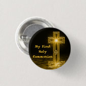 Badge Rond 2,50 Cm Mon premier bouton de sainte communion (Devant & derrière)