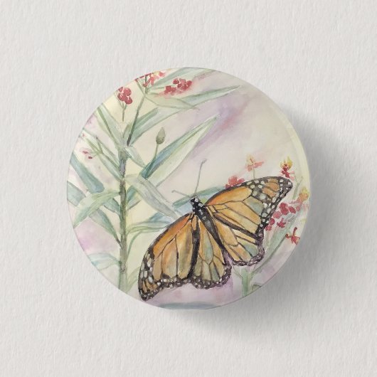 Badge Rond 2,50 Cm Monarque et Milkweed (Devant)