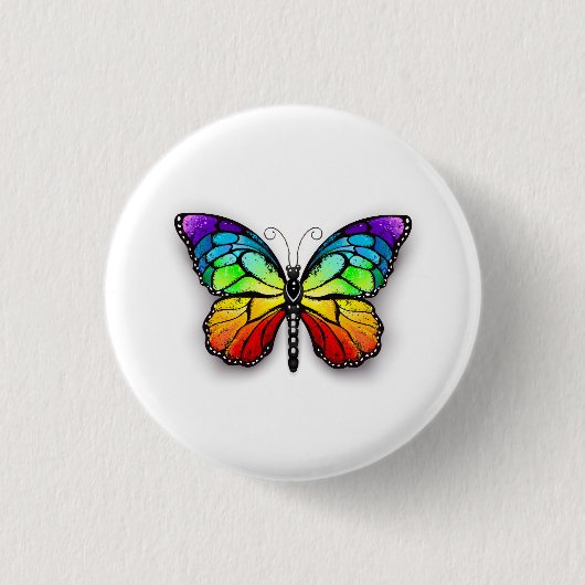 Badge Rond 2,50 Cm Monarque papillon arc-en-ciel (Devant)