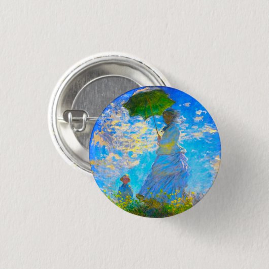 Badge Rond 2,50 Cm Monet Woman avec un parasol (Devant & derrière)