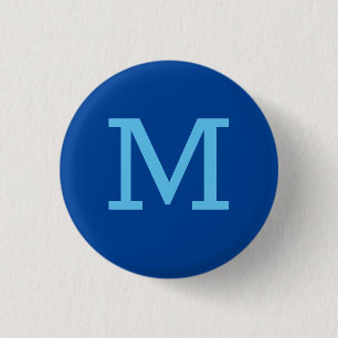 Badge Rond 2,50 Cm Monogram Blue Modern Ajouter Votre Nom Initial