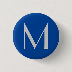 Badge Rond 2,50 Cm Monogram Blue Modern Ajouter Votre Nom Initial