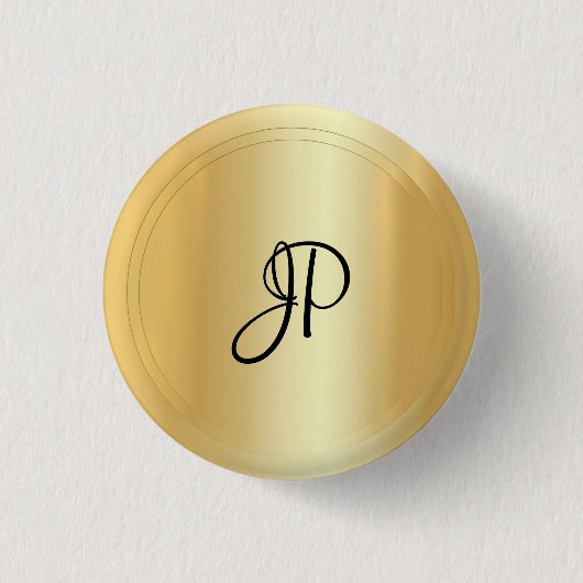 Badge Rond 2,50 Cm Monogram Gold Look Elegant Modèle moderne (Devant)