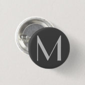 Badge Rond 2,50 Cm Monogram Grey Modern Ajouter Votre Nom Initial (Devant & derrière)