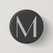 Badge Rond 2,50 Cm Monogram Grey Modern Ajouter Votre Nom Initial (Devant)