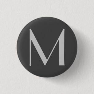 Badge Rond 2,50 Cm Monogram Grey Modern Ajouter Votre Nom Initial