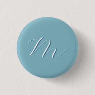 Badge Rond 2,50 Cm Monogram Solide Blue Pastel Minimaliste Profession
