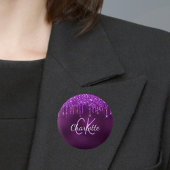 Badge Rond 2,50 Cm Monogramme au nom de gouttes de paillettes violett