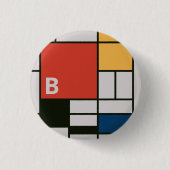 Badge Rond 2,50 Cm Monogramme Carré De Stijl Inspiré (Devant)