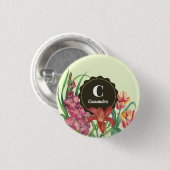 Badge Rond 2,50 Cm Monogramme Couleur chaude initiale Florale Printem (Devant & derrière)