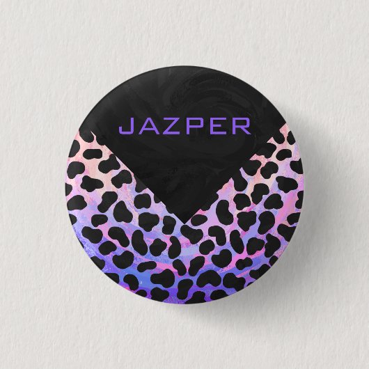Badge Rond 2,50 Cm Monogramme Dalmatien noir et rose (Devant)