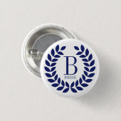 Badge Rond 2,50 Cm Monogramme de couronne bleu marine (Devant & derrière)