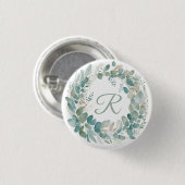Badge Rond 2,50 Cm Monogramme de couronne verte (Devant & derrière)