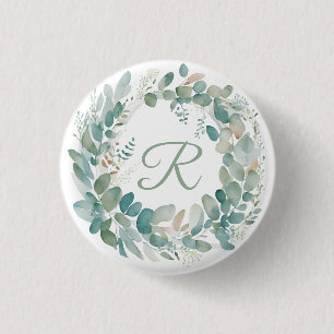 Badge Rond 2,50 Cm Monogramme de couronne verte