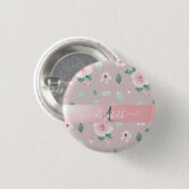 Badge Rond 2,50 Cm Monogramme de fleurs à l'aquarelle chic (Devant & derrière)