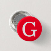 Badge Rond 2,50 Cm Monogramme de lettre initiale rouge blanc simple (Devant & derrière)