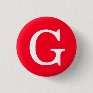 Badge Rond 2,50 Cm Monogramme de lettre initiale rouge blanc simple