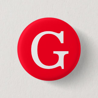 Badge Rond 2,50 Cm Monogramme de lettre initiale rouge blanc simple