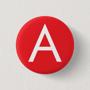 Badge Rond 2,50 Cm Monogramme de lettre initiale rouge blanc simple m