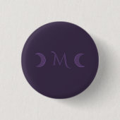 Badge Rond 2,50 Cm Monogramme des lunes de croissant de violet poussi (Devant)
