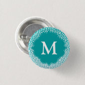 Badge Rond 2,50 Cm Monogramme Empreinte de léopard Turquoise (Devant & derrière)
