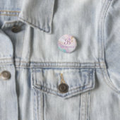Badge Rond 2,50 Cm Monogramme en marbre rose bleu or Nom personnalisé (En situation)