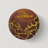 Badge Rond 2,50 Cm Monogramme Giraffe Brown, Impression Jaune (Devant)