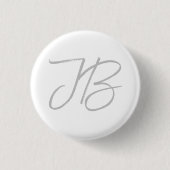 Badge Rond 2,50 Cm Monogramme Gris Blanc Clou Calligraphie Script (Devant)