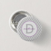 Badge Rond 2,50 Cm Monogramme gris de Quatrefoil (Devant & derrière)