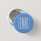 Badge Rond 2,50 Cm Monogramme Initiales 3 Moderne Gras | Bleu Clair (Devant & derrière)