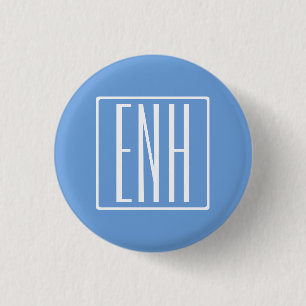Badge Rond 2,50 Cm Monogramme Initiales 3 Moderne Gras   Bleu Clair